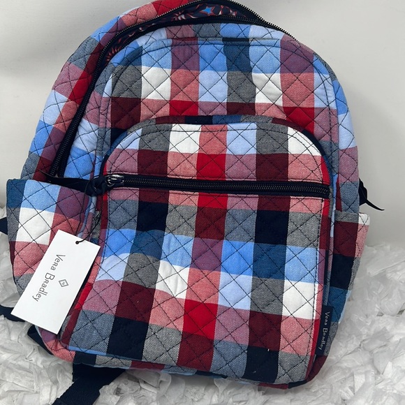 VERA BRADLEY Patriotic Plaid Backpack  9.0" w x 12.0" h x 4.75" d - Picture 1 of 11
